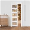 VEVOR Porta Scorrevole a Scomparsa, 915 x 2035 mm, Porta Scorrevole Singola in Vetro Satinato a 5 Livelli con Kit Ferramenta, con Superficie Impermeabile per Camera da Letto, Cucina