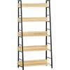 HOMCOM Libreria a 5 livelli Libreria per soggiorno Libreria con struttura in metallo Portata 25 kg per ufficio Studio 70x35x149,5 cm Naturale