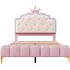 WM Store DE Letto imbottito 140x200 cm con rete a doghe, forma di principessa ereditaria, senza materasso, Rosa