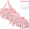 Borse Da Toilette Trasparente, 7 Pezzi Beauty Case Trasparente, PVC Trousse Da V