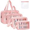 Borse Da Toilette Trasparente, 5 Pezzi Beauty Case Trasparente, PVC Trousse Da V