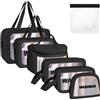 Borse Da Toilette Trasparente, 7 Pezzi Beauty Case Trasparente, PVC Trousse Da V