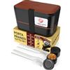 Umami Porta Pranzo Lunch Box Impilabile Con 4 Scomparti E Posate, Sicuro Per Microonde, Lavastoviglie, Portapranzo Ufficio, Bento Lunchbox Ermetico Per Adulti, Schiscetta Pranzo, Sapele Nero, 1500 ml