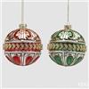 EDG Enzo De Gasperi Addobbo Palla Rococo di Natale Ass. D 10 Cm Green Red 1 Pz