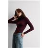 Intimissimi Maglia Ultralight Con Cashmere A Collo Alto Bordeaux