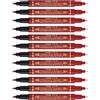 Pentel N75W marcatore permanente doppia punta rosso 12 pz