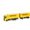 Herpa Modellino camion Mercedes-Benz Actros BigSpace autotreno a casse mobili Welti-Furrer, miniatura in scala 1:87, pezzo da collezione, Made in Germany, plastica