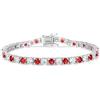 FANCIME Bracciale da tennis in argento per donna, in argento Sterling 925, con zirconi e pietre sintetiche, gioiello regalo per donne e ragazze, larghezza 4 mm, lunghezza 18 cm, 18 cm, Rubino