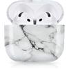 Newseego Custodia Rigida per Auricolari in PC Compatibile con AirPods 4 Generazione 2024 Design con Stampa a Marmi e Corpo Intero Antiurto e Antigraffio Cover Protettiva per AirPods 4a Gen-Bianco
