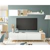 Dmora - Mobile Porta TV Woonsocket, Armadietto Soggiorno con Ante, Armadio pensile con mensola, Credenza Multiuso, 200x40h47 cm, Bianco e Rovere