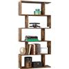 BAKAJI Libreria Scaffale 6 Ripiani in Legno MDF Design Zig Zag Moderno Industriale per Soggiorno Salotto Casa o Ufficio Dimensioni: 159 x 70 x 24 cm