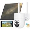 SEHMUA 4G LTE Telecamera Esterno senza Fili, Telecamera con SIM, 2K 360° PTZ Telecamera senza wifi con Pannello Solare e Batterie, Visione Notturna, PIR Rilevamento, IP66