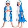 OLAOLA Poncho da Bagno con Cappuccio per Bambini, Morbidi Asciugamani da Spiaggia in Microfibra, Asciugamano Poncho da Piscina per Bambini e Bambine dai 3 ai 12 Anni, Squalo Blu