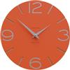 CalleaDesign Orologio da Parete Moderno Smile per Cucina, Silenzioso, Design Italiano, Elegante, Rotondo, Grande 30 cm [Arancione RAL2004 ed Alluminio]