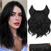 BUPPLER Halo Hair Extension - Extension per capelli lunghi e regolabili, 12 pollici, con 4 clip per capelli invisibili (12 pollici, nero)