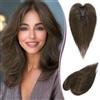 RUWISS Topper Capelli Veri Donna - Hair Topper Donna Capelli Veri Umani con Clip Toupet Capelli Senza Frangia, Castano