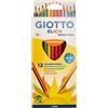 Giotto Elios Tri - Astuccio da 12 matite colorate triangolari, senza legno, con mina da 2,8 mm di diametro, 12 Pezzi