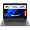 Lenovo - Notebook 17.3 Pollici V17 Gen 4 i, PC Portatile Professionale Windows 11 Pro, Intel Core i7-13620H, Ram 16GB DDR4, 512GB SSD NVMe - Laptop Grafica Intel UHD, Computer Audio Dolby, Schermo FHD