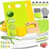 Oskuglin Coltelli da Cucina Sicuri per Bambini - Set 17 Pezzi, Kit di utensili per cucina giocattolo Utensili per Tagliare Frutta e Verdura, Giochi Cucina Reale per Bambini, Sicuro a Partire da 2 Anni