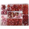 Rayher, Scatola con Perle di Vetro, Vari Colori e Dimensioni, Box SB, 115 G, Rosso Chiaro