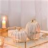 FESTGLOX Decorazione autunnale a forma di zucca, 2 statuine in resina di zucca finta del Ringraziamento, zucche bianche e dorate per la decorazione, decorazioni autunnali per casa, fattoria,