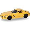 Herpa Modellino auto Mercedes-Benz SLS AMG, Solar Beam, miniatura in scala 1:87, pezzo da collezione, Made in Germany, modello in plastica