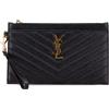 Saint Laurent Pre-Owned - Pouch Grain De Poudre Bill con motivo Chevron e monogramma 2020 - Donna - pelle di vitello - Taglia unica - Nero