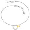 Engelsrufer Bracciale da donna bicolore in argento sterling con ciondolo a forma di cuore placcato oro e zirconi, chiusura a moschettone, senza nichel, dimensioni: 17 + 3 cm, 17+3cm, Argento sterling,