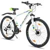 ROCKSHARK Hiland Mountain bike Hiland 27,5, 21 velocità, ruote multi-razza, telaio in alluminio, freni a disco, mountain bike per uomo, donna e bambino, colore bianco