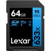 Lexar Professional 633x Scheda SD 64 GB, Scheda di Memoria SDXC UHS-I, U3, V30, Class 10, Fino a 95 MB/s di Lettura, per DSLR di Fascia Media, Videocamera HD, Fotocamere 3D (LSD64GCB1EU633)
