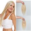 LesafeV Topper per capelli da donna, extension di veri capelli umani, senza frangia, con riga centrale, dritte, 7 x 10 cm, base con clip, 30 cm (613# biondo)