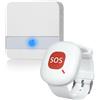 ALEENFOON Allarmi personali wireless per anziani Allarme Di Emergenza Mobile e Wireless, Per La Casa, Con Polso Pulsante Di Emergenza, Versione Plug-in, Per Persone Bisognose, Infermi, Anziani (1 a 1)