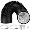 ComPDCVD 100mm Nero Tubo di Scarico 3 m Condotti Tubo di Ventilazione Flessibile in Alluminio PVC con 2 Fascette Stringitubo in Acciaio per Aria Condizionata, Asciugatrice, Cappa Aspirante