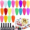 Clara Colors Jelly Gel Polish, 20 colori alla moda Neon Jelly Gel smalto per unghie Kit lucido cristallo trasparente Smalto gel Nude Rosa Viola Verde Blu Giallo Rosso Colori Jelly Set smalto
