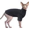 Oslueidy Vestiti per Gatti Sphynx, Maglia a Collo Alto per Gatti Senza peli, Felpa Costume Camicia con maniche Gattino, Maglione per Sphynx/Cornish Rex/Devon Rex/Peterbald (Nero, XS)