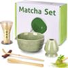 Luxoraiova 6 Pezzi Matcha Kit - Set Matcha Completo con Frusta in Bambù, Cucchiaio, Ciotola e Supporto - Perfetto per Cerimonia del Tè Tradizionale, Ideale per Preparazione Tè Matcha