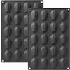 YXHZVON 2 Pezzi Stampo Madeleine, Stampi per Madeleines in Silicone, 20 Fori Stampi in Silicone a Forma di Conchiglia per Madeleine, Biscotti, Cioccolato, Caramelle, Budino(Nero)