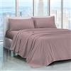 IlGruppone Completo Letto Lenzuola Matrimoniale in Raso Cotone Set Biancheria Letto Tinta Unita Prodotto Certificato OekoTex Due Piazze,Tinta Unita Lenzuolo sopra, sotto e Federe - Rosa