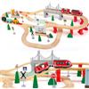 Biebuxo Trenino Elettrico per Bambini,Biebuxo 72 PZ Pista Treno in Legno Ferrovia Legno Bambini Set Regali per Ragazze e ragazzi 3 4 5 6 anni