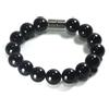 Bundela Gems Bracciali da uomo e donna A++ in onice nera naturale liscia con perline roton...