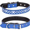 Bbmmayy Collare per cani con strass, regolabile, con borchie di cristallo, in vera pelle, per cani di piccola e media taglia (S adatto per collo 27,9-33 cm, blu scuro)