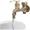 Tissting Rubinetto in Ottone Anticato con Maniglia, Rubinetto Dell'acqua per Montaggio a Parete per Lavanderia, Bagno, Lavatrice, Rubinetto per Esterni, da Giardino, Tubo Semplice, Acqua Fredda