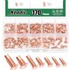 Keadic 170 pezzi M2/M2,5/M3/M4 x 6/8/10 mm testa solida rivetti in rame set assortimento, rivetti solidi per la riparazione di barche, mobili, elettrici e automobilistici