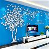 guangmu Albero Adesivo da Parete, Alberi e Uccelli 3D Adesivi Murali Arts Wall Sticker Decorativi per TV Par (S-200 * 100cm, Argento Sinistra)