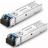 QSFPTEK 2 Pack 1000BASE-LX/LH Gigabit SFP Module, 1310nm, 10 km, DDM, Single-Mode LC Mini-GBIC Transceiver per Cisco GLC-LH-SMD/GLC-LX-SM-RGD, Ubiquiti UF-SM-1G, Mikrotik, Supermicro
