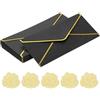 PATIKIL #10 150GSM Bellissime Buste Postali Aziendali, 24Pz 4.1 x 9.5 Buste Standard Autosigillanti con Bordo Oro e Adesivi per Cartoline di Natale e Matrimoni, Nero