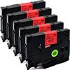 NEOUZA ACD.auto - 5 cartucce a nastro laminato, compatibili con Brother P-Touch Tze TZ, 12 mm x 8 m TZe-431 Black on Red