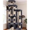 Heybly Tiragraffi Per Gatti, Albero Alto 180 Cm Con Base XL Stabilissima, Piattaforma Ampia E 2 Amache, Progettato Di Razza Maine Coon, Grigio Fumo HCT037G