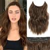 BUPPLER Halo Hair Extension Extension 16 pollici Invisible Wire Hair Extension Adjustable Long Wavy Hair Extension Sintic Upgrade 4 Secure Clip in Hairpieces 16 Inch, Medium Brown