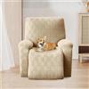 OKYUK Fodera per poltrona Relax, ad alta elasticità per poltrona relax reclinabile, 4 pezzi, con tasche laterali, estraibili e lavabili fodere protettive (beige riga)